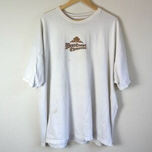 Y2K West Coast Choppers Graphic T-Shirt Mens 3XL White Fair Stained Biker Tee